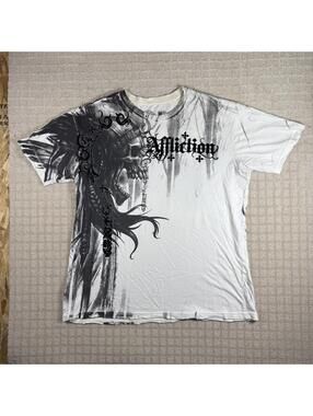 Y2K Affliction Skull Axes T Shirt 2XL